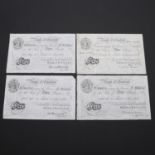 FOUR BLACK AND WHITE SERIES FIVE POUND BANKNOTES. 1924-52.