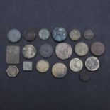 A COLLECTION OF 17TH CENTURY AND LATER BRASS COIN WEIGHTS.
