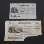 TWO DURHAM BANK BANKNOTES, UNISSUED AND 1891.