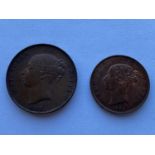 QUEEN VICTORIA, PENNY AND HALFPENNY FOR 1853.