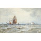 THOMAS BUSH HARDY (1842-1897). VESSELS IN COASTAL WATERS (OFF CALSHOT CASTLE?)