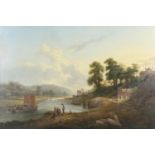 WILLIAM WILLIAMS OF PLYMOUTH (1808-1895). FIGURES BY A RIVER, PROBABLY A SCENE IN DEVON.