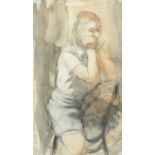 BERNARD DUNSTAN, RA (1920-2017). GIRL SEATED ON A CHAIR. (d)