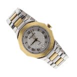 A GENTLEMAN'S STAINLESS STEEL AND 18CT GOLD AUTOMATIC RIVIERA WRISTWATCH BY BAUME & MERCIER.