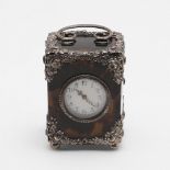 A LATE 19TH/ EARLY 20th CENTURY TORTOISESHELL MOUNTED TIMEPIECE.