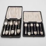 TWO CASED SETS OF 20TH CENTURY SPOONS.