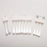 A SET OF SEVEN GEORGE III PROVINCIAL TABLE FORKS.