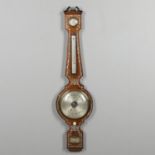 A REGENCY ROSEWOOD AND MOTHER OF PEARL BAROMETER.