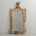 A 19TH CENTURY GILT WALL MIRROR.