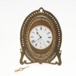 A GILT METAL STRUT CLOCK.