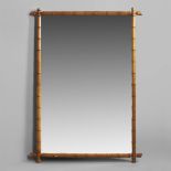 A LARGE 19TH CENTURY FAUX BAMBOO WALL MIRROR.