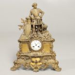 A FRENCH GILT METAL MANTEL CLOCK.