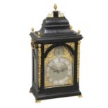 AN 18TH CENTURY EBONISED BRACKET CLOCK.