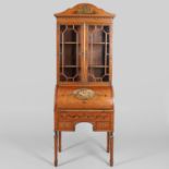 AN EDWARDIAN SATINWOOD SECRETAIRE BOOKCASE.