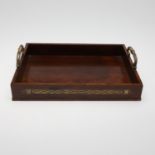 A REGENCY ROSEWOOD TWO HANDLED TRAY.