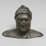 AN EARLY 20TH CENTURY BRONZE BUST OF DANTE ALIGHIER.