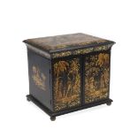 A REGENCY CHINOISERIE TABLE CABINET.