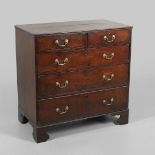 A LATE 18TH/EARLY 19TH CENTURY SOLID YEW WOOD CHEST OF DRAWERS.