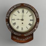 A 19TH CENTURY ROSEWOOD WALL CLOCK.