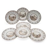 SET OF CHINESE PLATES - EN GRISAILLE.