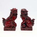 ROYAL DOULTON FLAMBE QINGHAI FU DOGS.