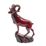 A ROYAL DOULTON ARCHIVES FLAMBE HEBEI GOAT.