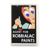 VINTAGE ENAMEL ADVERTISING SIGN - ROBBIALAC PAINTS.