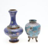 CHINESE CLOISONNE VASE & ANOTHER VASE.