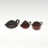 CHINESE YIXING STONEWARE TEAPOTS.