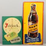 AMERICAN VINTAGE ADVERTISING TIN SIGN 'ROOT BEER' & ANOTHER ADVERTISING SIGN.