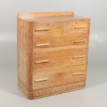 HEALS STYLE LIMED OAK CHEST OF DRAWERS.