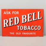 VINTAGE ENAMEL ADVERTISING SIGN - RED BELL TOBACCO.