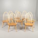 SET OF ERCOL QUAKER DINING CHAIRS.