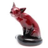 ROYAL DOULTON FLAMBE MODEL OF A SEATED FOX.
