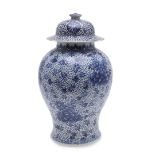 LARGE CHINESE KANGXI BLUE & WHITE JAR & COVER.