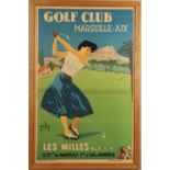 VINTAGE FRENCH GOLF POSTERS - MARSEILLE & ANOTHER.