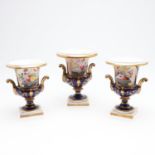 19THC ENGLISH PORCELAIN GARNITURE OF VASES.