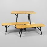 ILMARI TAPIOVAARA (1914-1999) FOR LAUKAAN PUU - DINING TABLE & TWO BENCHES.