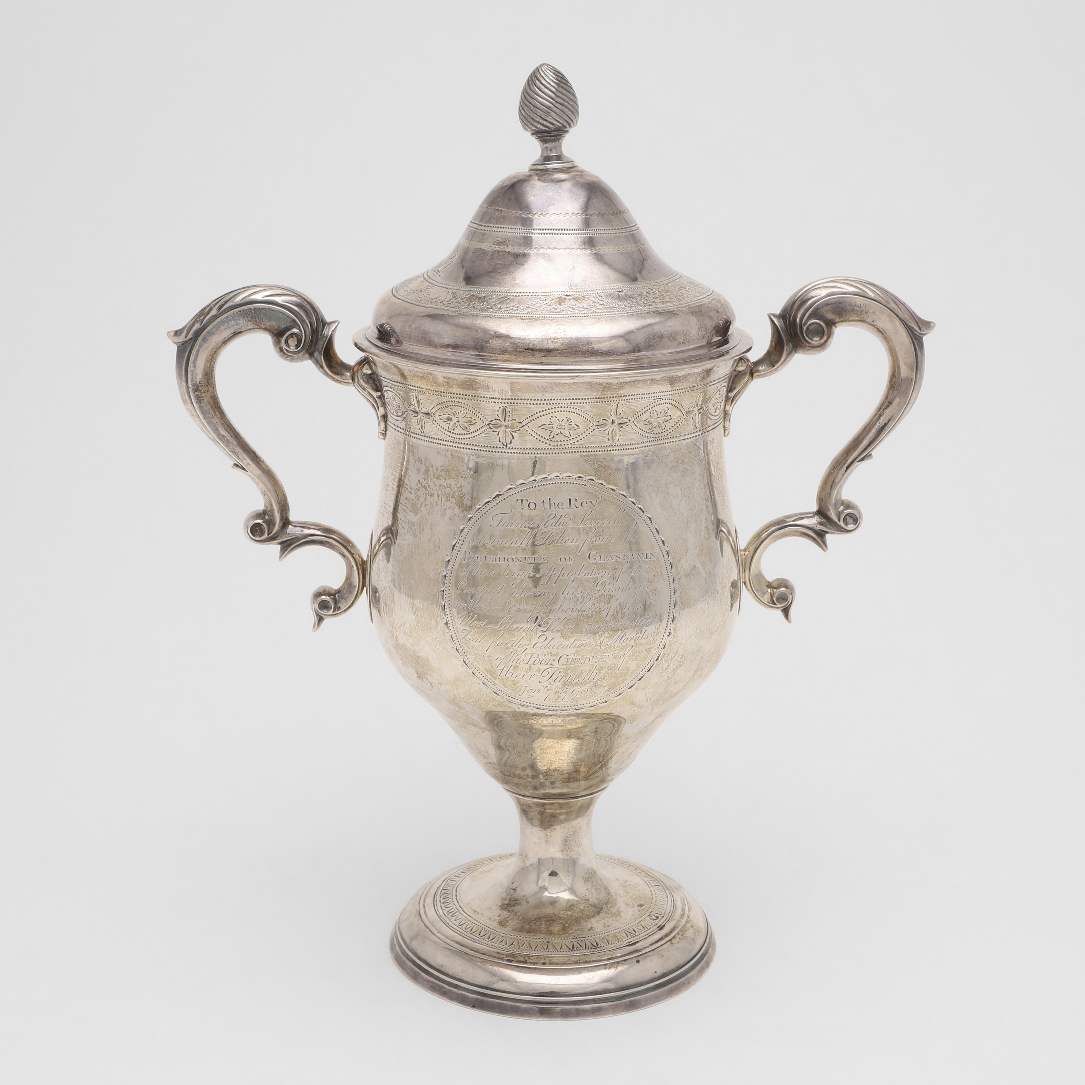 A GEORGE III IRISH TWO-HANDLED CUP & COVER.