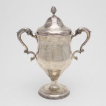 A GEORGE III IRISH TWO-HANDLED CUP & COVER.