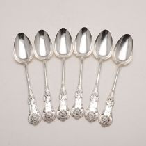 A SET OF SIX VICTORIAN SCOTTISH QUEEN'S PATTERN TABLESPOONS.