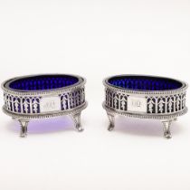 A PAIR OF VICTORIAN OVAL SALTS.