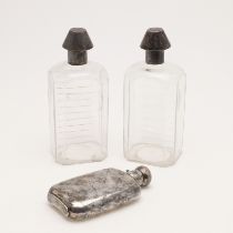 A GEORGE V RECTANGULAR SPIRIT FLASK.