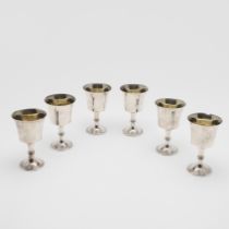 A SET OF SIX MODERN WINE GOBLETS.