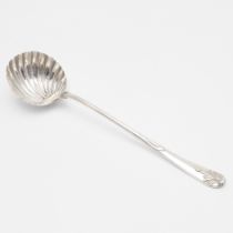 A GEORGE III LAMERIE PATTERN SOUP LADLE.