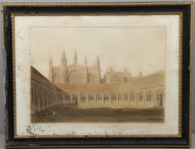 JOHN BUCKLER (1770-1851). THE WEST FRONT AND CLOISTERS OF NEW COLLEGE, OXFORD.