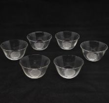 LALIQUE - SET OF SIX GLASS BOWLS.