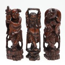 CHINESE CARVED WOODEN FIGURES.