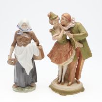 ROYAL COPENHAGEN PORCELAIN FIGURE & ROYAL DUX FIGURE GROUP.