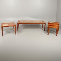 JENS RISOM - DANISH MID CENTURY COFFEE TABLE, MATCHING OCCASIONAL TABLE & NEST OF TABLES.